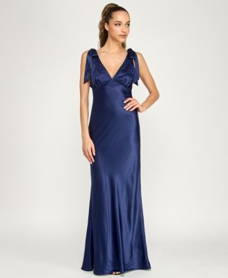 Juniors' Sleeveless Satin Maxi Dress