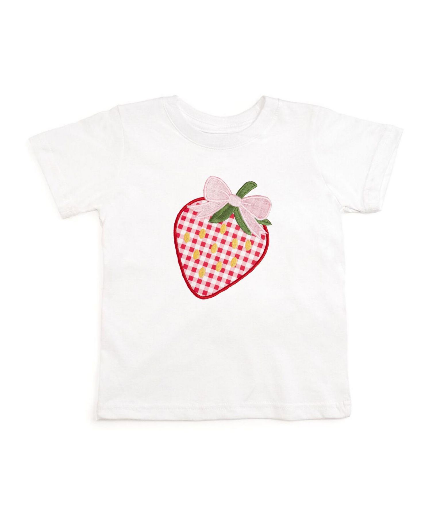 Little Girls Strawberry Patchwork Short Sleeve T-Shirt