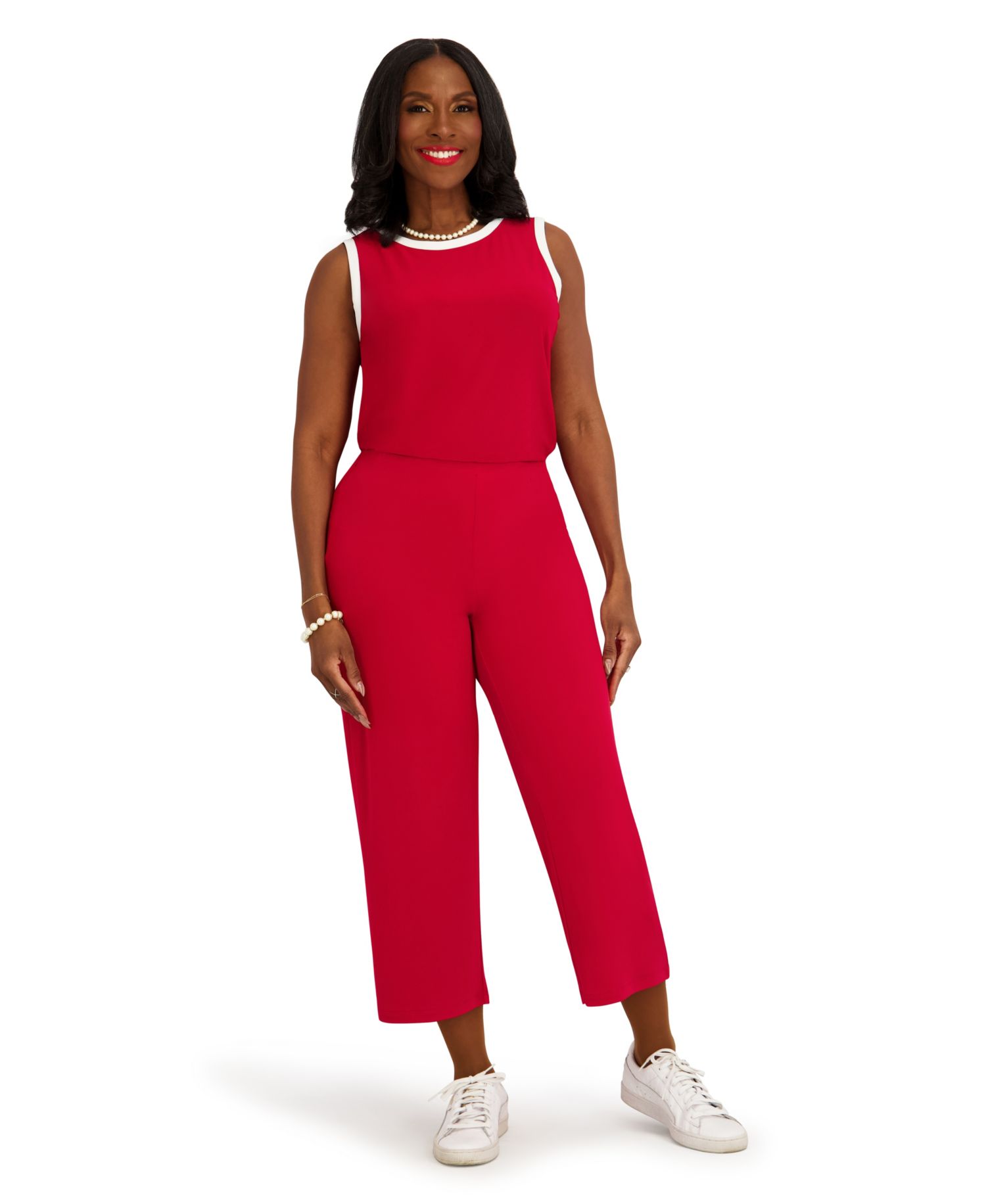 Women's High-Rise Pull-On Wide-Leg Cropped Pants