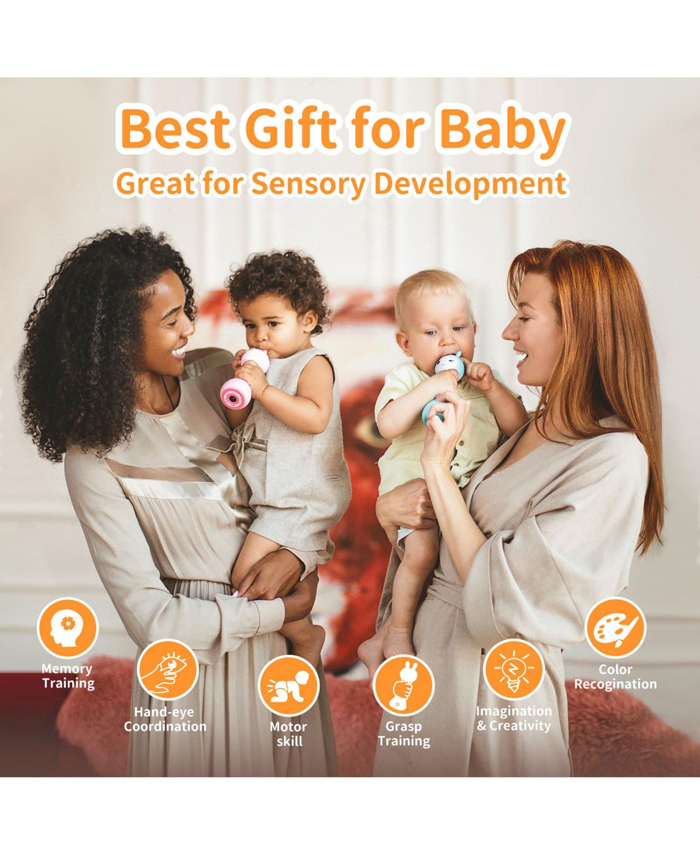 Детская игрушка Alilo Smarty Bunny Musical Light-Up Silicone Baby Rattle, Ages 0+, цвет: Синий — фото 6