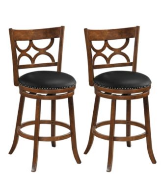 31'' Bar Height Stools Set of 4 w/Rubber Wood Frame Upholstered Seat and Footrest