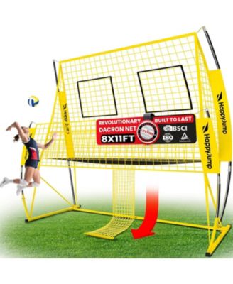 8x11 FT Professional Adjustable Volleyball Training Equipment, 3 Height Levels (6.5-8 FT) Includes Volleyball for Indoor/Outdoor Training