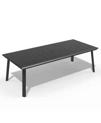 93.9in Outdoor Patio All-Weather Aluminum Dining Table with Umbrella Hole
