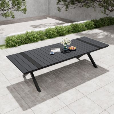 118'' All-Weather Aluminum X-shaped Outdoor Patio Dining Table