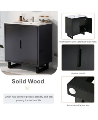 30" Bathroom Vanity Set with Sink, Bathroom Storage Cabinet with Solid Wood Frame