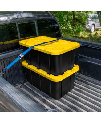 17 Gallon Industrial Stackable Storage Tote Lidded Containers, 6 Pack