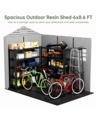 6.2 Ft. W X 8.6 Ft. D Durable Resin Outdoor Storage Shed With Floor And Double Doors