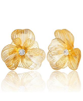 Textured Petal Flower Stud Earrings
