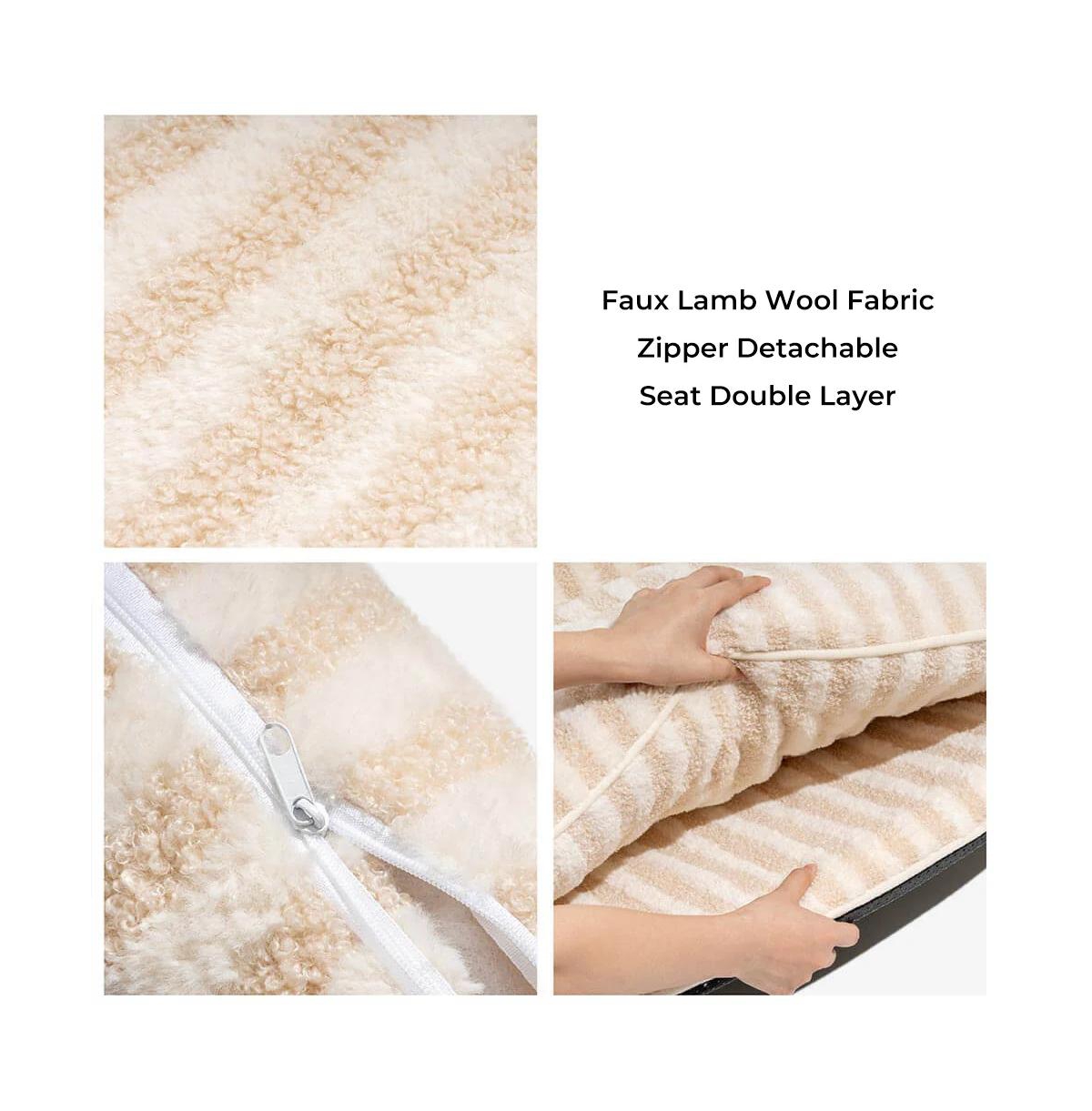 FunnyFuzzy Striped Faux Lambswool Double Layer Pet Sofa Bed