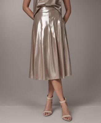 Women's Shine Pleated Metallic Midi Skirt