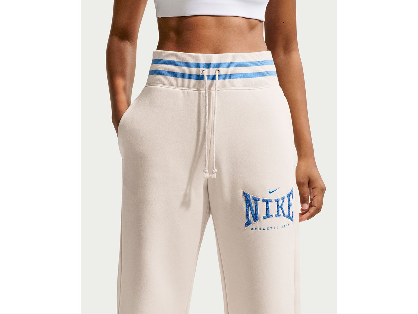 Женские брюки Nike Sportswear Phoenix Fleece High-Waisted Wide-Leg, цвет: Коричневый / Синий — фото 2