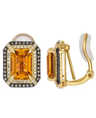 Deep Sea Blue Topaz (5 ct. t.w.) & Diamond (5/8 ct. t.w.) Post/Clip-On Convertible Button Earrings in 14k Rose Gold