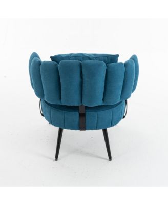 Chenille Barrel Accent Chair with Pocket Coil Cushion and Scalloped Back, Stylish Upholstered Seating for Living Room and Reading Nook