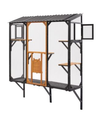 Outdoor Cat Catio Enclosure Patio House With Platforms For 1-3 Cats