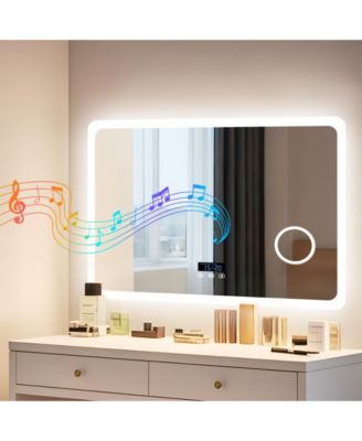 32"x24" LED Bathroom Mirror, Anti-Fog, Bluetooth, 3 Color Temp, Memory, Magnifier
