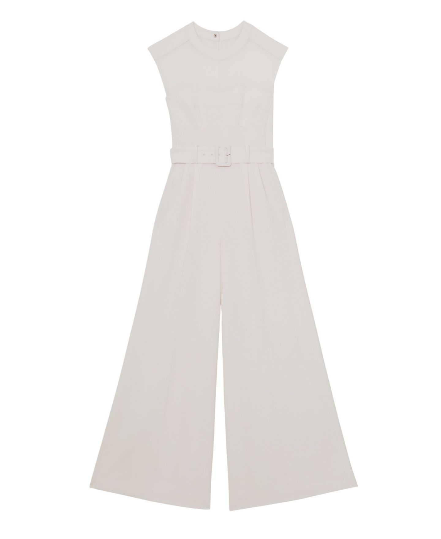 Женский комбинезон REISS Alba Sheer-Panel Wide-Leg Belted Jumpsuit, цвет: Слоновая кость — фото 5