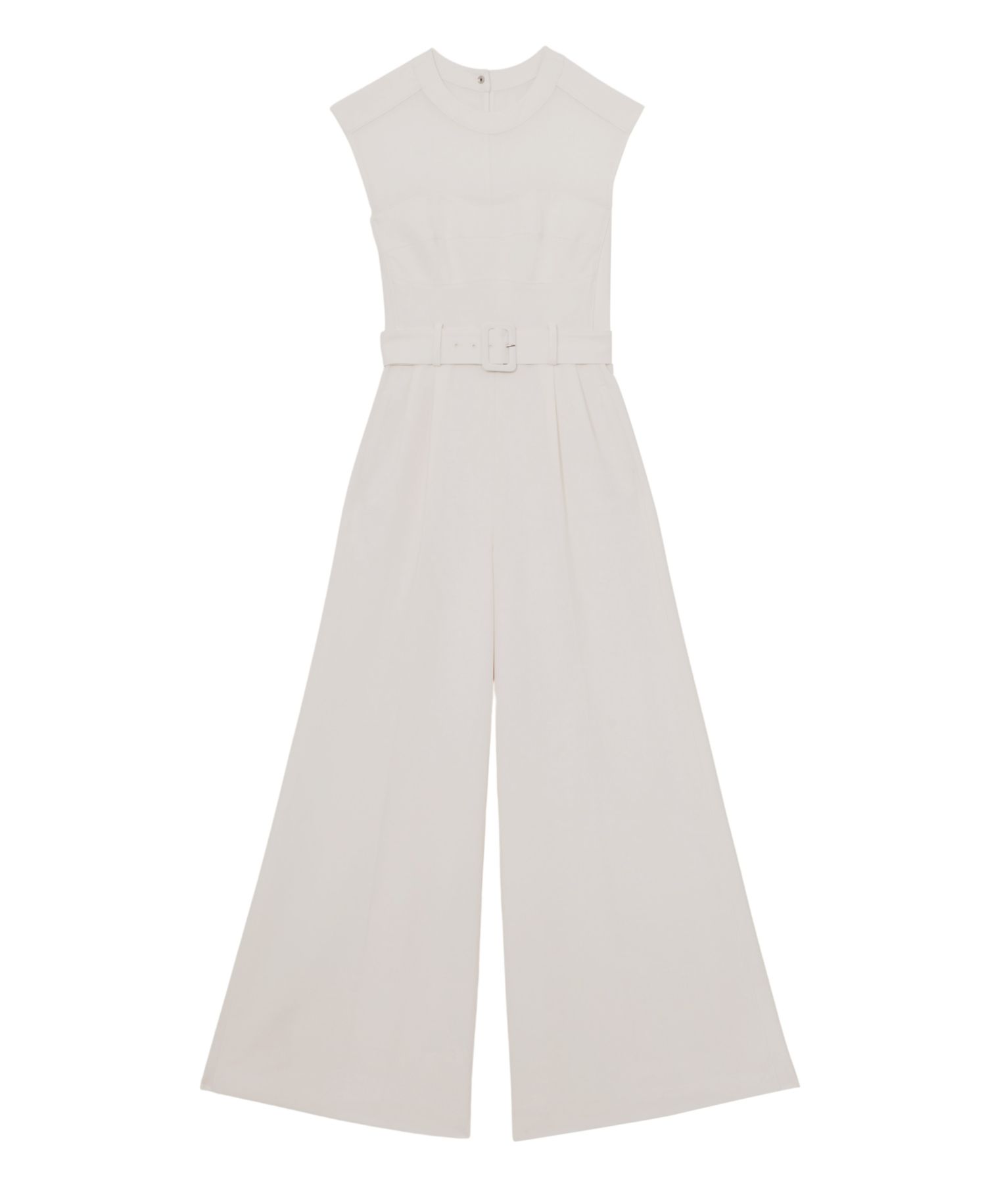 Women's Alba Sheer-Panel Wide-Leg Belted Jumpsuit