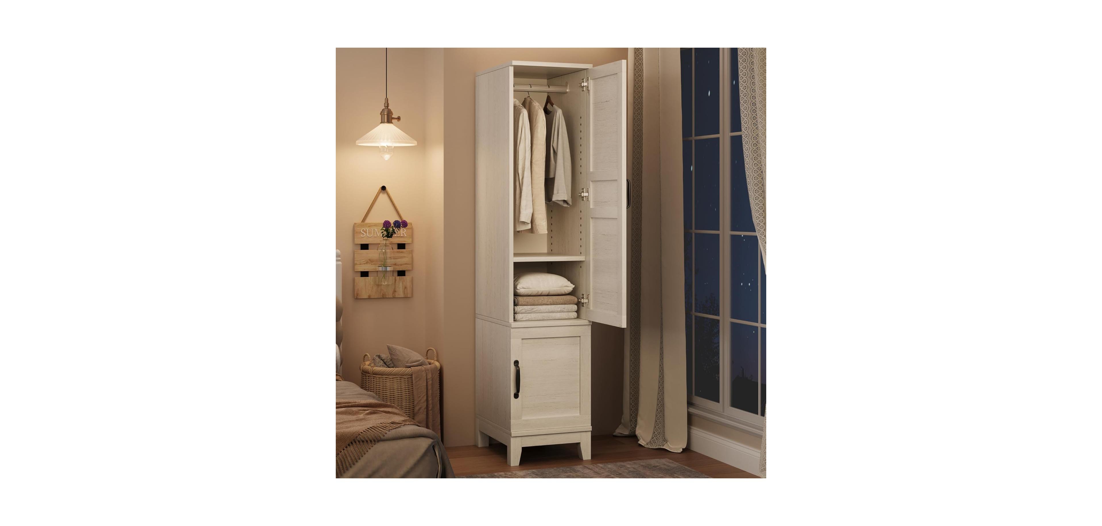 gaomon Armoire Wardrobe Closet with 2 Doors,72 in Wooden Wardrobe Cabinet with Hanging Rod