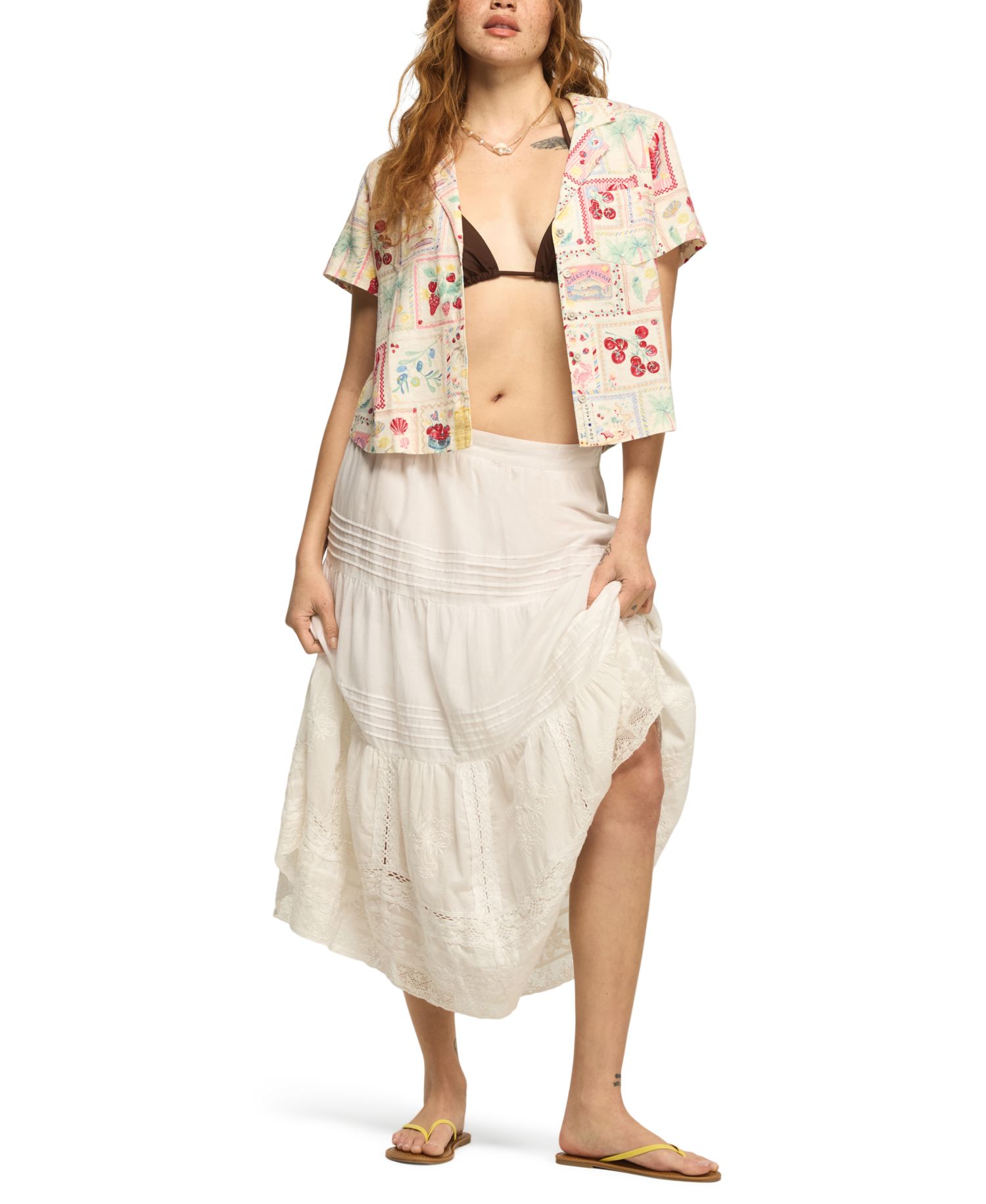 Women's Printed Camp Collar Button-Front Top