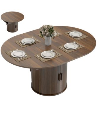 Extendable Dining Table, 60" Oval Kitchen Table for 6