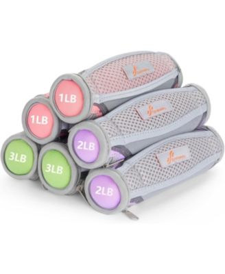 Hand Weights for Women Set of 6 with 1 2 3 lb Pair Soft Dumbbells Hand Strap for Home Workout Running Physical Therapy Aerobics