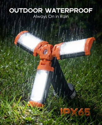 Rechargeable 10000mAh Camping Light Cordless Work Light with Detachable Stand 6.5 ft Max Height, 3 LED Lamp Heads, 2500 Lumens Emergency Flashlight