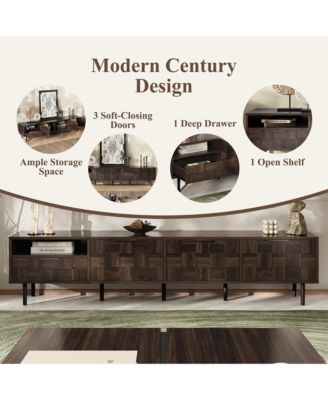  TV Stand for TVs , Modern Entertainment Center, Media Console with Drawer, Storage Cabinets and Open Shelf for Living Room