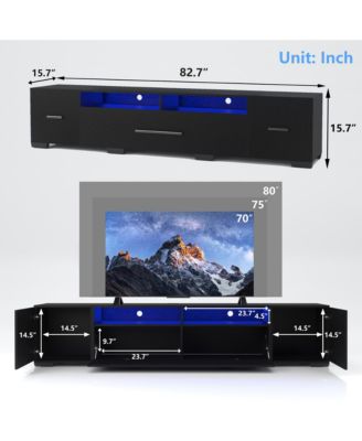 APP Control LED TV Stand  TV, Modern Entertainment Center with Remote, Storage Cabinets, 31 Modes Changing Lights for Living Room