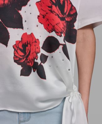 Women's Floral Print Crewneck Top