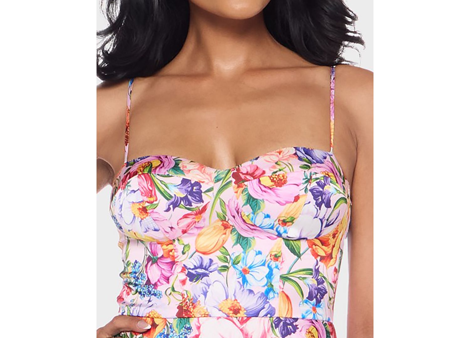 Juniors' Printed Sweetheart Neck Mini Dress