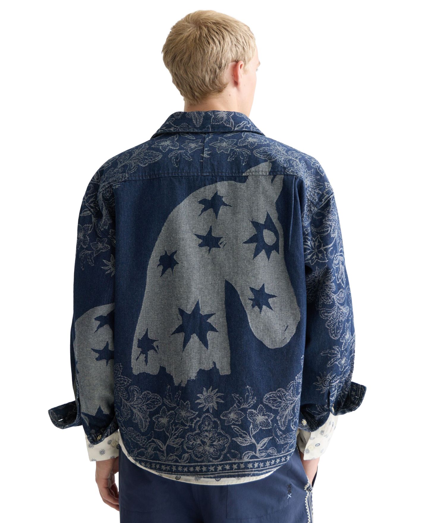 Мужская рубашка SCOTCH & SODA Long-Sleeve Jacquard Overshirt, цвет: Тёмно-синий — фото 4
