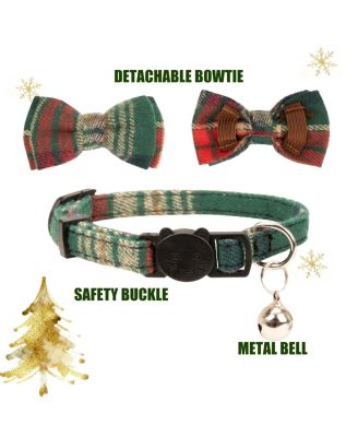 Breakaway Cat Collar with Bell Detachable Bowtie Adjustable Safety for Small Pets