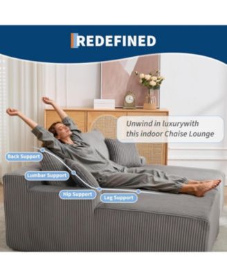 Oversized Chaise Lounge Chair 79 69" Indoor Double Cloud Boneless Couch with 4 Pillows Armrests Deep Seat No Assembly Required Comfy Corduroy