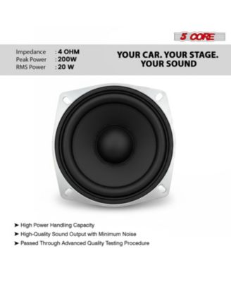 4 Inch Subwoofer Pair 200W Car Audio Sub Woofer 4 Ohm Deep Bass Replacement Loud Speaker