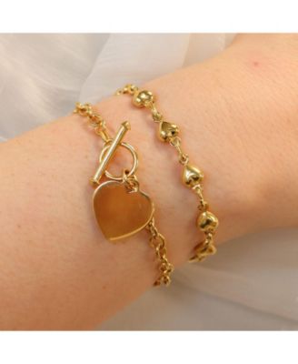 Heart Toggle Bracelet 14K Gold-Plated Sterling Silver