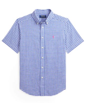 Big Boys' 8-20 Plaid Linen Short-Sleeve Shirt