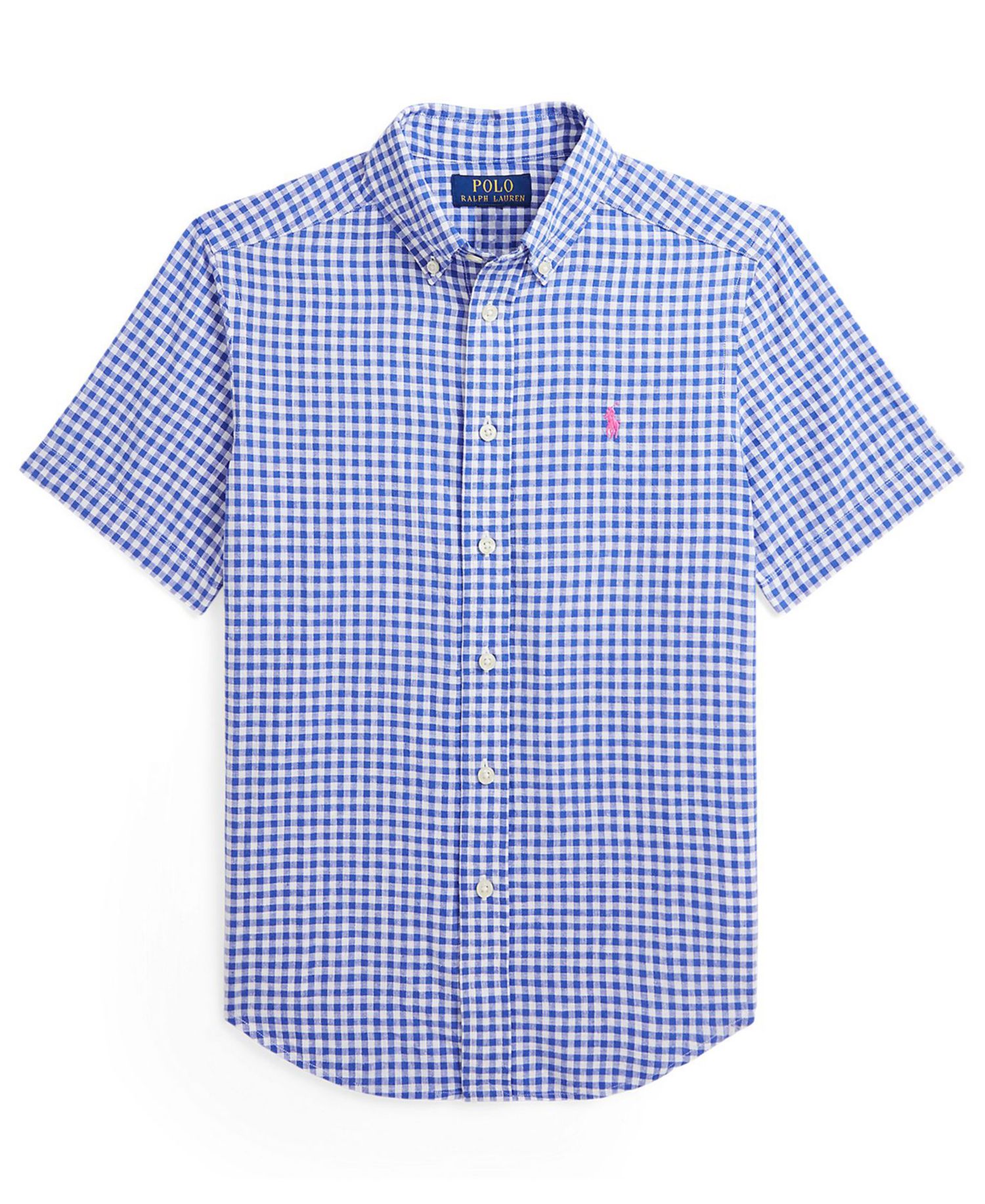 Big Boys' 8-20 Plaid Linen Short-Sleeve Shirt