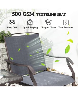 Set of 3 Rocking Glider Chair w/ Table Mesh Patio Outdoor Furniture