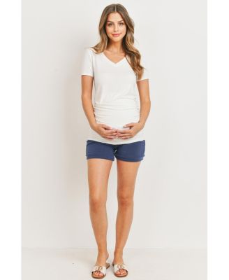 Maternity Fitted V-Neck Side Ruched Top