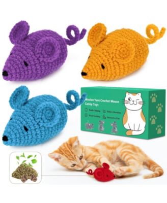 Crochet Mouse Cat Toys Silvervine Blend Hand Knitted Durable Interactive Play Dental Care Kittens Indoor