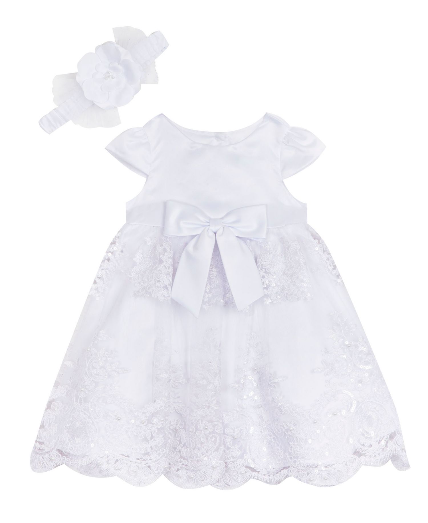 Baby Girls' Cap Sleeve Dress with Headband