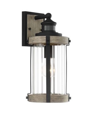 Stan Industrial Outdoor Wall Light Fixtures Set of 2 Motion Sensor Dusk to Dawn Clear Glass for Post