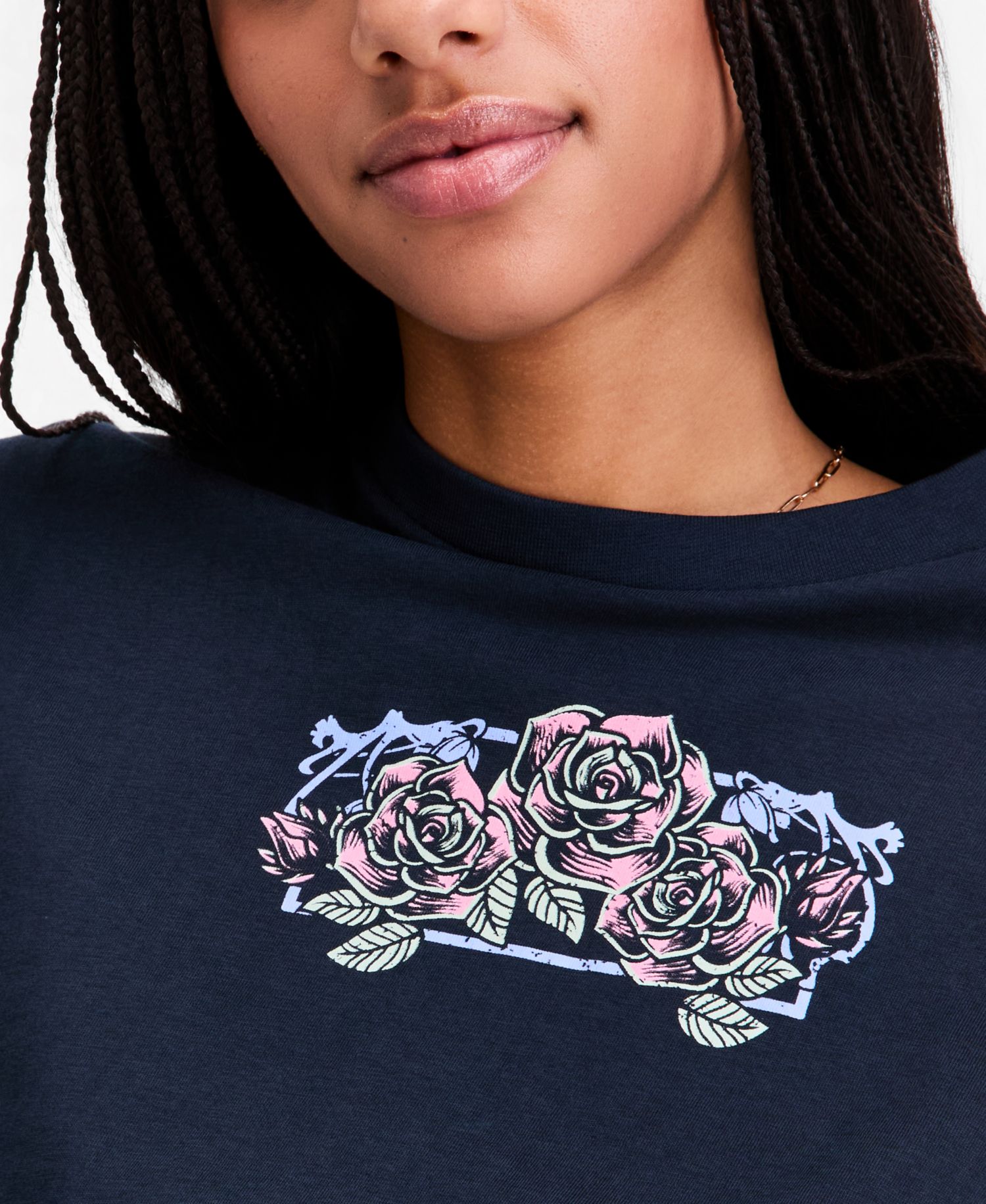 Juniors' Cotton Rose Vibes Boyfriend Tee