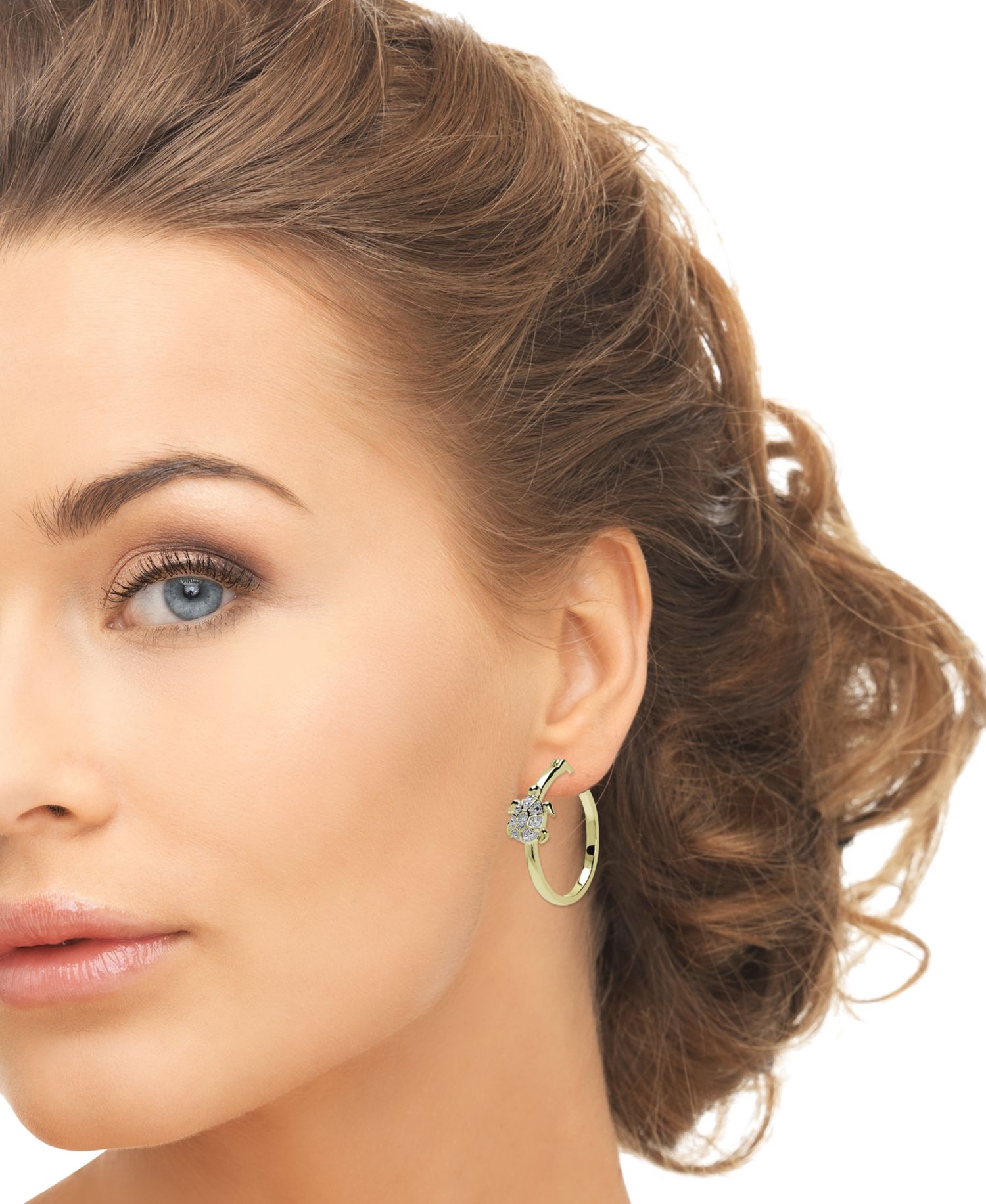 Diamond Accent (0.01 ct. t. w.) Turtle Hoop Earrings
