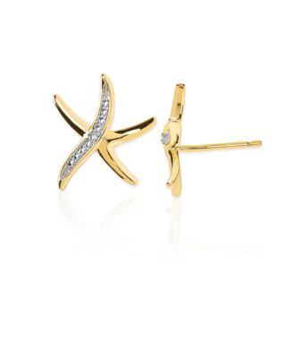 Diamond Accent (0.01  ct. t. w.) Starfish Stud Earrings