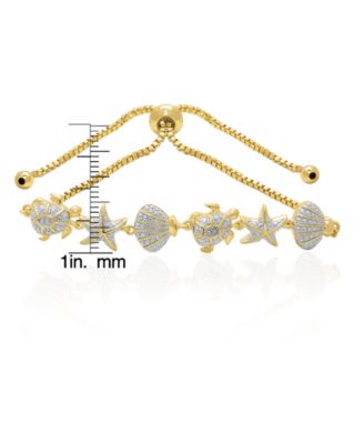 Diamond Accent (0.005  ct. t. w.) Sealife Adjustable Bolo Bracelet