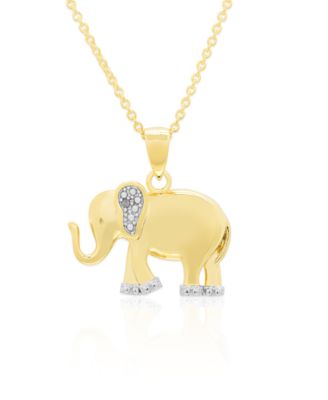 Diamond Accent (0.005  ct. t. w.) Elephant Pendant Necklace