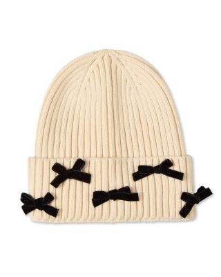 Kids Ribbed "All-Over Bows" Rayon-Blend Cuffed Beanie