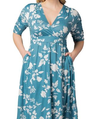 Plus Size Gabriella Ruched Sleeve Midi Dress with Pockets