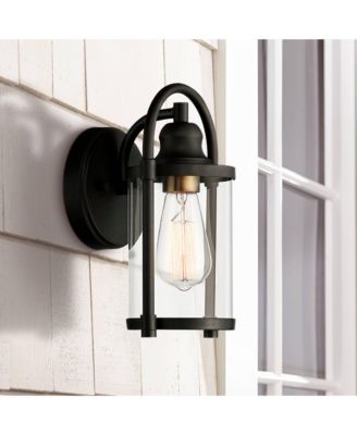 Avani Modern Outdoor Wall Light Fixtures Set of 2 Black Metal 10 1/4" Clear Glass for Post Exterior Barn Deck House Porch Yard Patio